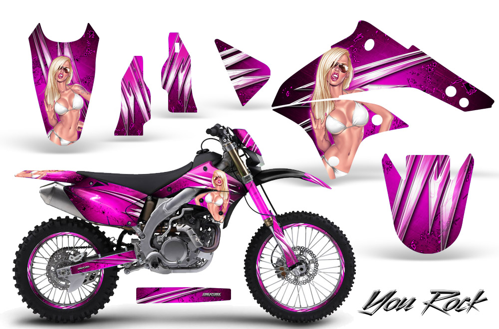 Kawasaki KLX450 Graphics Kit 08-12 You Rock Pink NP Rims